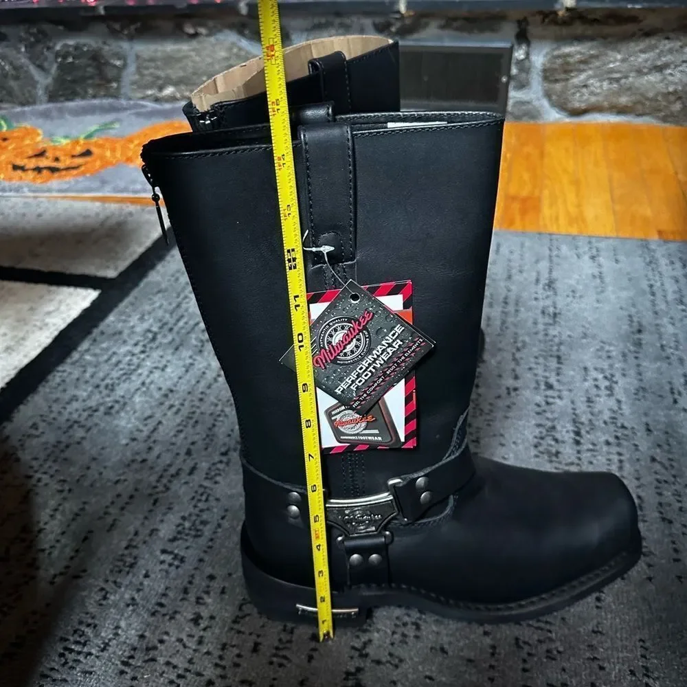 Milwaukee Leather Men's Black Harness Motorcycle Boots - Picture 7 of 11